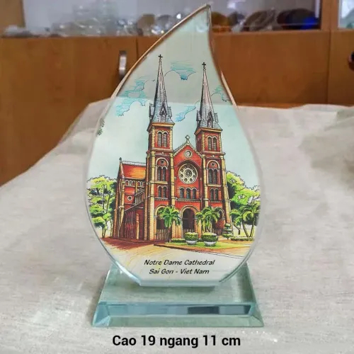 Quà lưu niệm trang trí để bàn bằng thủy tinh in trong suốt danh lam thắng cảnh Việt Nam